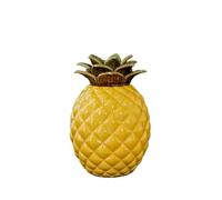 Decorativo Recipiente de cerámica con forma de piña for té con tapa sellada, adorno creativo for el hogar. Contenedor(Yellow)