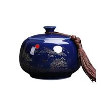 Decorativo Recipiente de cerámica for té con tapa hermética. Contenedor de cocina for almacenar té, café, frutos secos, hierbas, especias y azúcar. Contenedor(Blue)