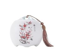 Decorativo Recipiente de cerámica for té con tapa sellada y borla, ideal for guardar café, té y dulces. Contenedor(Red,Pequeño)