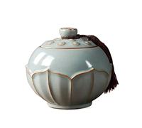 Decorativo Recipiente for té de porcelana con decoración de flor de loto vintage, recipiente for té suelto de cerámica de estilo chino oriental con tapa, recipiente for dulces de azúcar, tarro de jeng