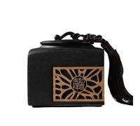 Decorativo Recipiente grande de cerámica for té con borla, estilo chino, ahuecado y sellado. Contenedor(Negro)