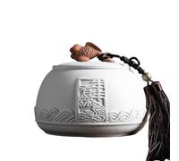 Decorativo Recipiente vintage de cerámica rugosa for té con cambio y asa de transporte, tarro de almacenamiento sellado, organizador doméstico Contenedor(Blanco)