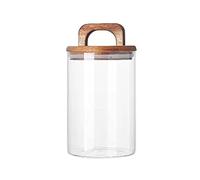 Decorativo Recipientes de almacenamiento de té de vidrio transparente, recipientes de almacenamiento de alimentos con tapa hermética de madera y asa for servir té, café, miel Contenedor(1000ML)