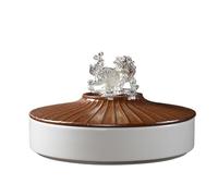 Decorativo Tarro apilable for té con incrustaciones de plata, tapa y asa de transporte, tarro de cerámica for guardar té Wake Contenedor(Blanco)