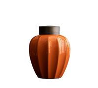 Decorativo Tarro de cerámica for guardar té suelto con tapa de doble sellado. Hermoso recipiente for café, azúcar, frutos secos, hierbas y especias. Contenedor(Orange)