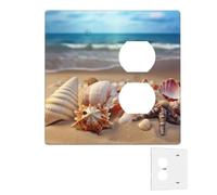 Decorator - Placa de pared de 2 bandas, cubiertas de interruptor de luz dúplex, conchas marinas en la playa de arena, placas de pared para tomas eléctricas, cubierta de enchufe, placas de interruptor