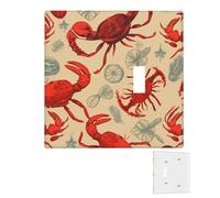 Decorator - Placa de pared de 2 bandas, cubiertas de interruptor de luz dúplex, cubiertas de salida de receptáculo de langosta y cangrejo para tomas eléctricas, cubierta de enchufe, placas de