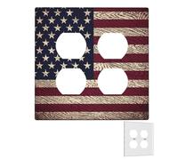 Decorator - Placa de pared de 2 bandas, cubiertas de interruptor de luz dúplex, cubiertas de toma de corriente con patrón de bandera estadounidense, placas de pared para tomas eléctricas, cubierta de