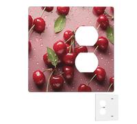 Decorator - Placa de pared de 2 bandas, cubiertas de interruptor de luz dúplex, cubiertas de toma de corriente de receptáculo dúplex, placas de pared de cerezo rojo dulce para tomas eléctricas