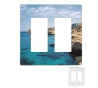 Decorator - Placa de pared de 2 bandas, cubiertas de interruptor de luz dúplex, cubiertas de toma de corriente de receptáculo costero de Malta, placas de pared para tomas eléctricas, cubierta de