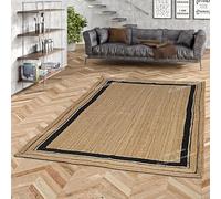 DecorAvenue Alfombra india hecha a mano de yute trenzado (negro, 240 x 300 cm)