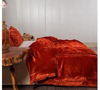 DecorAvenue Funda de edredón de terciopelo sólido ultra lujosa, ropa de cama bohemia, funda de edredón de 3 piezas, juego de cama de terciopelo (óxido, tamaño King del Reino Unido, 220 x 230 cm)
