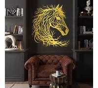 Decorazione murale astratta in Metallo dorato con Cavallo, decorazione murale in Metallo Rustico per ingresso in Stile fattoria, decorazione Moderna con Cavallo per soggiorno, Camera da le