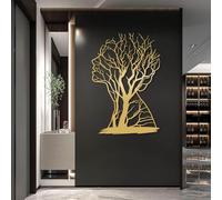 Decorazione murale astratta in Metallo dorato con Donna, decorazione murale Minimalista con Albero Della Vita in Metallo, decorazione artistica con Donna, scultura Moderna per soggiorno, c