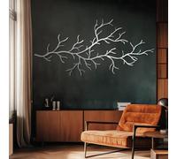 Decorazione murale con Ramo d'albero in Metallo argentato, decorazione murale con scultura ispirata Alla Natura in Metallo, decorazione artistica con Ramo, scultura Moderna per soggiorno,