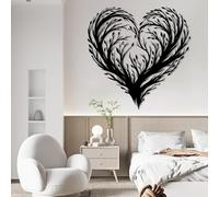 Decorazione murale in Metallo a Forma di Cuore Nero con Albero, decorazione murale Minimalista in Metallo a Forma di Cuore, scultura Moderna con decorazione a Forma di Albero a Forma di CU