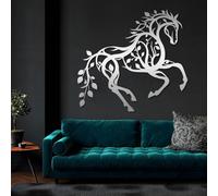 Decorazione murale in Metallo argentato a Forma di Cavallo, decorazione murale in Metallo per Amanti del giardino, fattoria, scultura Moderna con Cavallo per soggiorno, Camera da letto, co