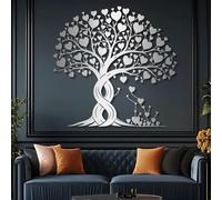 Decorazione murale in Metallo argentato con Albero a Forma di Cuore, decorazione Moderna per interni con Albero Della Vita in Metallo, scultura Moderna con Albero a Forma di Cuore per sogg