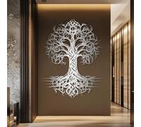 Decorazione murale in Metallo argentato con Albero Della Vita celtico, decorazione murale in Metallo con Ramo in Stile fattoria per bagno, decorazione artistica con Albero Della Vita, scul