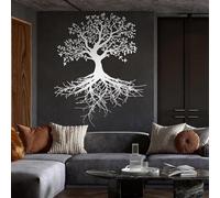 Decorazione murale in Metallo argentato con Albero Della Vita, decorazione murale in Metallo con Albero genealogico a Forma di foglia per Camera da letto, decorazione artistica con Albero