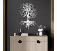 Decorazione murale in Metallo argentato con Albero Della Vita, decorazione murale in Metallo industriale per Camera da letto, decorazione artistica con Albero Della Vita, scultura Moderna