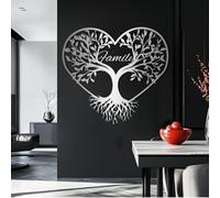 Decorazione murale in Metallo argentato con Albero genealogico, decorazione murale in Metallo con Cuore in Metallo e Arte naturalistica per il bagno, decorazione Moderna con Albero geneal