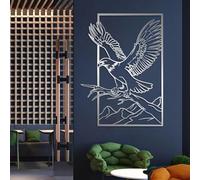 Decorazione murale in Metallo argentato con Aquila, decorazione murale per esterni con Ramo di Albero in Metallo, scultura Moderna con Aquila per soggiorno, Camera da letto, corridoio e SC