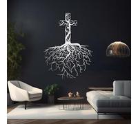 Decorazione murale in Metallo argentato con Croce dell'albero Della Vita, decorazione murale Religiosa Cristiana in Metallo, decorazione artistica a Croce, scultura Moderna per soggiorno,