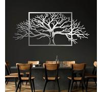 Decorazione murale in Metallo argentato con Grande Albero Della Vita, decorazione murale in Metallo con Foresta e Natura, scultura Moderna con Albero Della Vita per soggiorno, Camera da le
