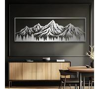 Decorazione murale in Metallo argentato con montagna, decorazione murale orizzontale per esterni con Foresta in Metallo, decorazione Moderna con Opera d'arte di montagna per soggiorno, CAM