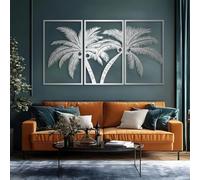 Decorazione murale in Metallo argentato con Palma, decorazione murale in Metallo tropicale per ufficio e casa, decorazione artistica con Palma, scultura Moderna per soggiorno, Camera da le