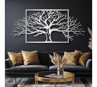 Decorazione murale in Metallo argentato con Ramo d'ulivo, decorazione murale orizzontale in Metallo di grandi dimensioni per ufficio, decorazione artistica con Ramo, scultura Moderna per s