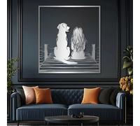 Decorazione murale in Metallo argentato raffigurante una Ragazza e un Cane, Regalo da parete per Amanti Degli animali domestici in Metallo, decorazione artistica da parete per esterni, SC