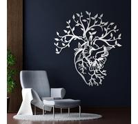 Decorazione murale in Metallo Argento a Forma di Cuore anatomico, decorazione murale in Metallo per Studio Medico, decorazione artistica a Forma di Cuore, scultura Moderna per soggiorno, c