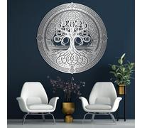 Decorazione murale in Metallo Argento con Albero Della Vita, decorazione da parete in Metallo con Nodo celtico nordico, decorazione da ufficio con Albero Della Vita, scultura Moderna per s