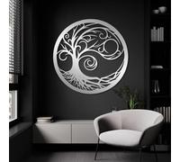 Decorazione murale in Metallo Argento con Albero Della Vita, decorazione murale astratta rotonda in Metallo per inaugurazione Della casa, decorazione artistica con Albero Della Vita, scult