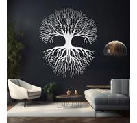 Decorazione murale in Metallo Argento con Albero Della Vita, decorazione murale in Metallo con Radici e rami di famiglia, decorazione artistica con Albero Della Vita, scultura Moderna per