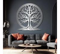 Decorazione murale in Metallo Argento con Albero Della Vita, decorazione murale in Metallo con Ramo spirituale e Natura, decorazione artistica con Albero Della Vita, scultura Moderna per s