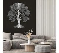 Decorazione murale in Metallo Argento con Albero Della Vita, decorazione murale in Metallo di grandi dimensioni con Arte spirituale per ufficio, decorazione artistica con Albero Della Vita