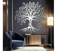 Decorazione murale in Metallo Argento con Albero Della Vita, decorazione murale in Metallo nordico per bagno e ufficio, decorazione Moderna con Albero Della Vita per soggiorno, Camera da l