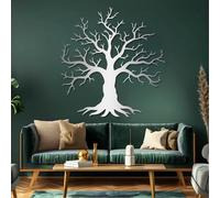 Decorazione murale in Metallo Argento con Albero Della Vita, decorazione murale in Metallo per bagno, Sala da pranzo, esterno, decorazione artistica con Albero Della Vita, scultura Moderna