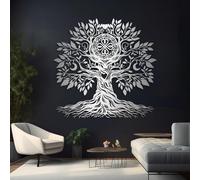 Decorazione murale in Metallo Argento con Albero Della Vita, decorazione murale in Metallo per bagno, Sala da pranzo, esterno, decorazione artistica con Albero Della Vita, scultura Moderna