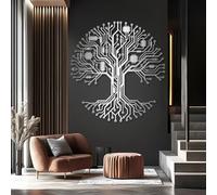 Decorazione murale in Metallo Argento con Albero Della Vita, decorazione murale Moderna in Metallo per bagno, decorazione artistica con Albero Della Vita, scultura Moderna per soggiorno, c