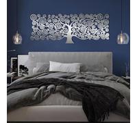 Decorazione murale in Metallo Argento con Albero Della Vita, Grande Ornamento in Metallo astratto, decorazione murale Moderna con Albero Della Vita, scultura per soggiorno, Camera da letto