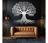 Decorazione murale in Metallo Argento con Albero Della Vita, Grande Ramo in Metallo con decorazione artistica naturalistica per esterni, scultura Moderna con Albero Della Vita per soggiorn