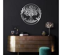 Decorazione murale in Metallo Argento con Albero Della Vita, scultura in Metallo con Albero genealogico, decorazione murale per la casa, Opera d'arte con Albero Della Vita, scultura Modern