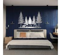 Decorazione murale in Metallo Argento con Foresta, decorazione murale in Metallo con Grande capanna di Pino in Stile fattoria, scultura Moderna con decorazione forestale per soggiorno, CAM