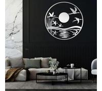 Decorazione murale in Metallo Argento con Sole, decorazione murale in Metallo Minimalista con Albero astratto, decorazione Moderna con Sole, scultura per soggiorno, Camera da letto, Corri