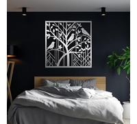 Decorazione murale in Metallo Argento con uccelli, decorazione murale in Metallo con animali e Natura, decorazione da esterno con recinzione, scultura Moderna con uccelli per soggiorno, ca