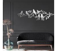 Decorazione murale in Metallo Argento con uccelli su Albero, decorazione da parete in Metallo con Silhouette di uccelli in bagno, scultura Moderna con uccelli per soggiorno, Camera da Lett